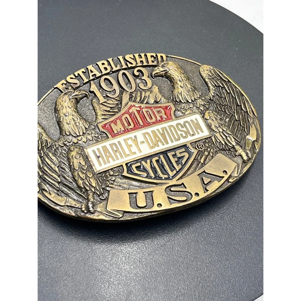 Harley Davidson Vintage Belt Buckle Only Made in USA 1903 Raintree Eagles